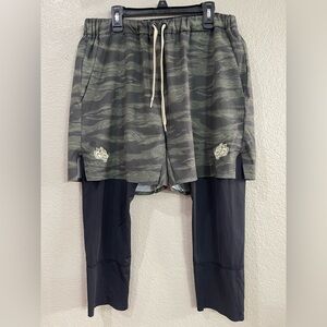 Darc Sport Wolves Camo Layered Athletic Shorts with Black compression Leggings